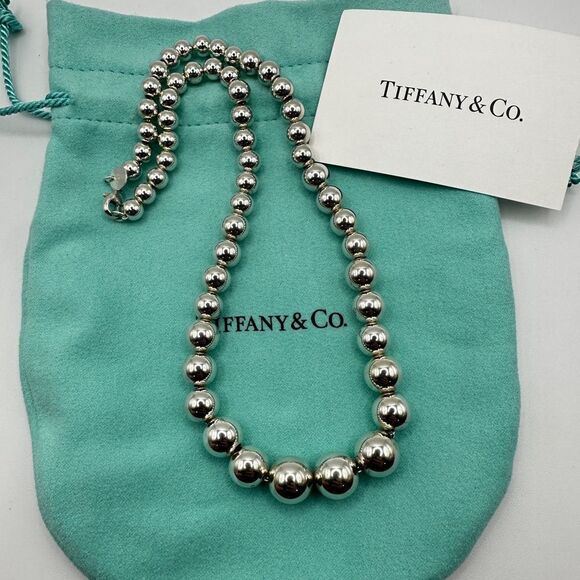 Authentic Tiffany & Co. Graduated Sterling silver ball necklace! - Picture 3 of 11